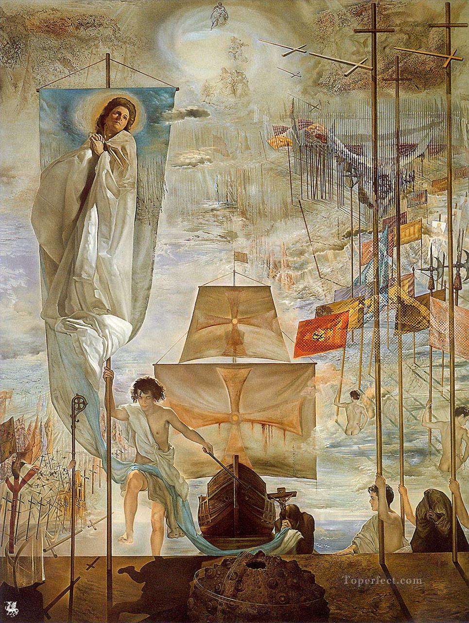 El descubrimiento de América por Cristóbal Colón Surrealismo Pintura al óleo